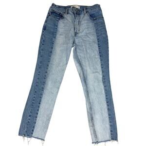 Abercrombie & Fitch Womens Size 28/6R High Rise Mom Jeans Split Blue Denim